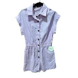 Milk & Honey Lavender Purple Button Front Romper Elastic Waist Small NWT No Belt